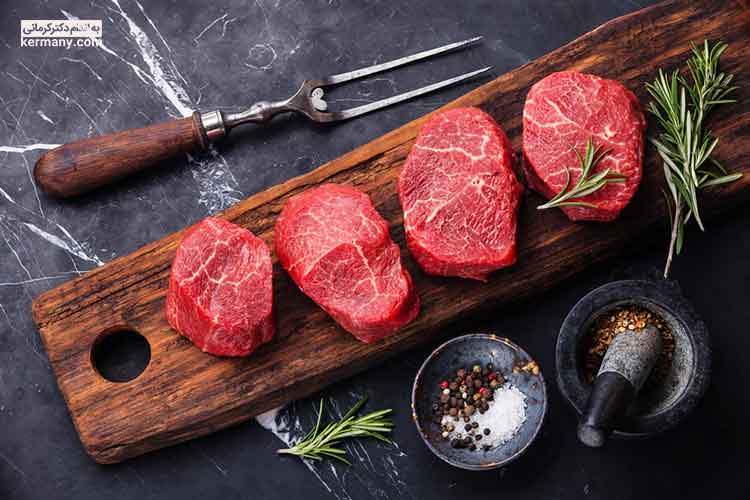 یکی از غذا‌های مفید برای فقر آهن،گوشت قرمز است.