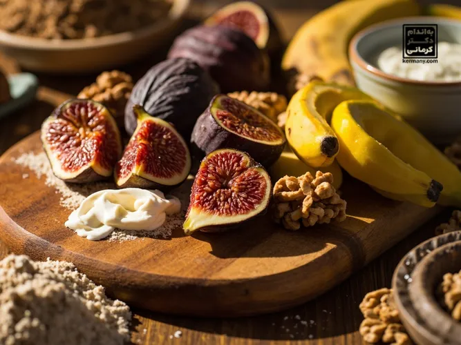 مواد اولیه سالم مافین انجیر و گردو