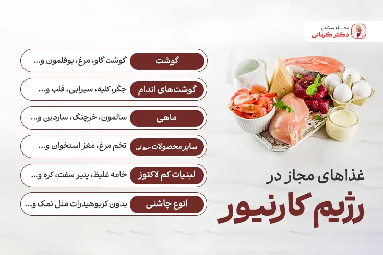 غذاهای مجاز در رژیم کارنیور