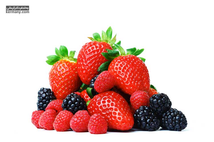 توت سیاه و توت فرنگی و تمشک از میوه‌های کم کالری و مفیدند.