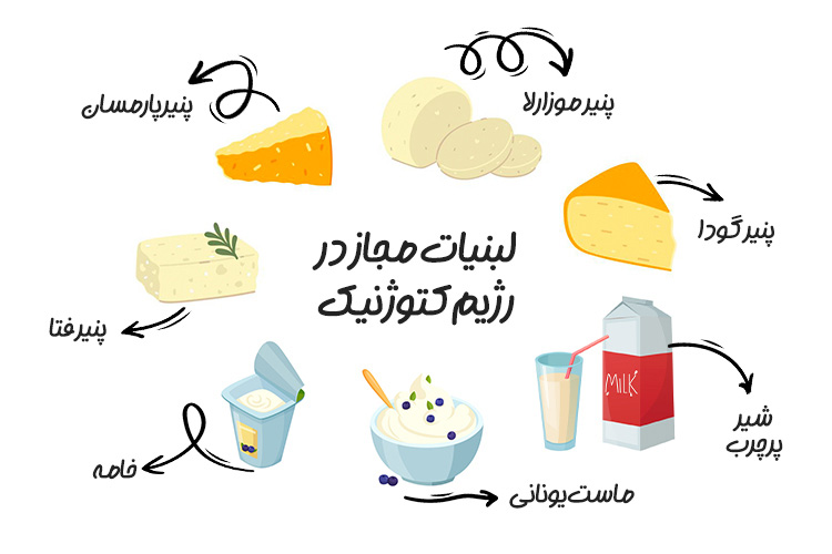 اینفوگرافیک لبنیات مجاز در کتو