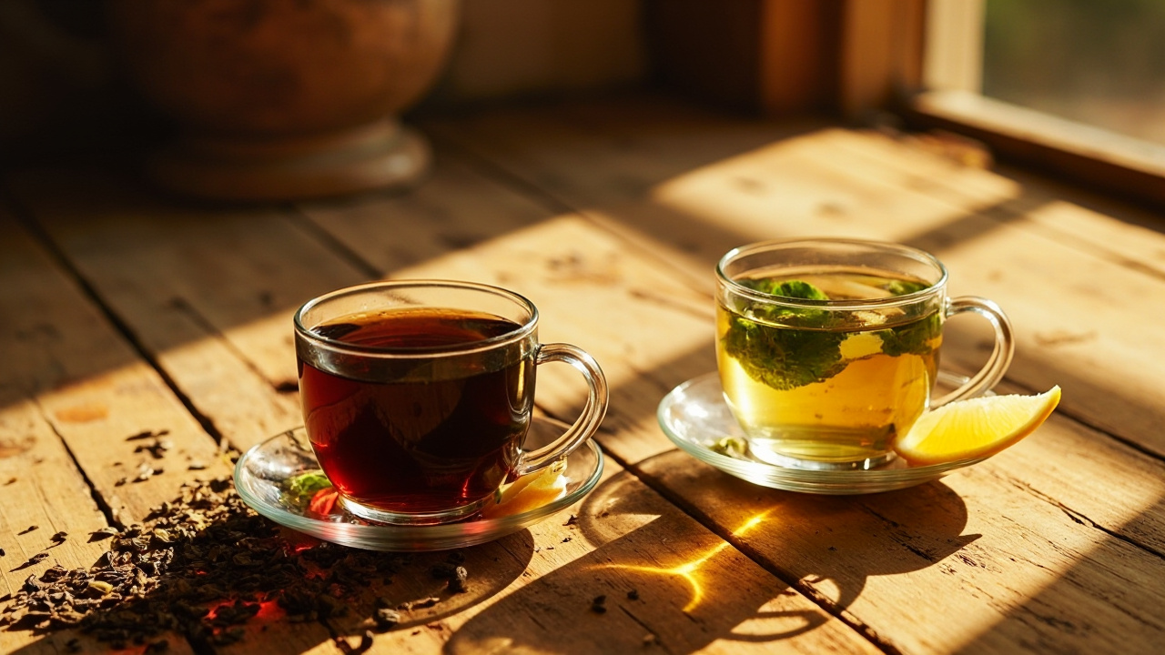چای سیاه و سبز با لیمو