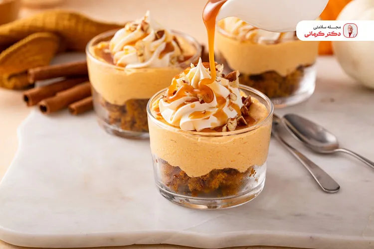 دسر کدو حلوایی با بستنی