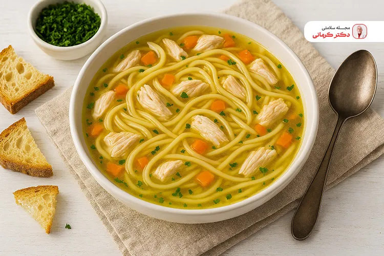 برای رژیمی شدن سوپ از رشته سبوس دار استفاده کنید.