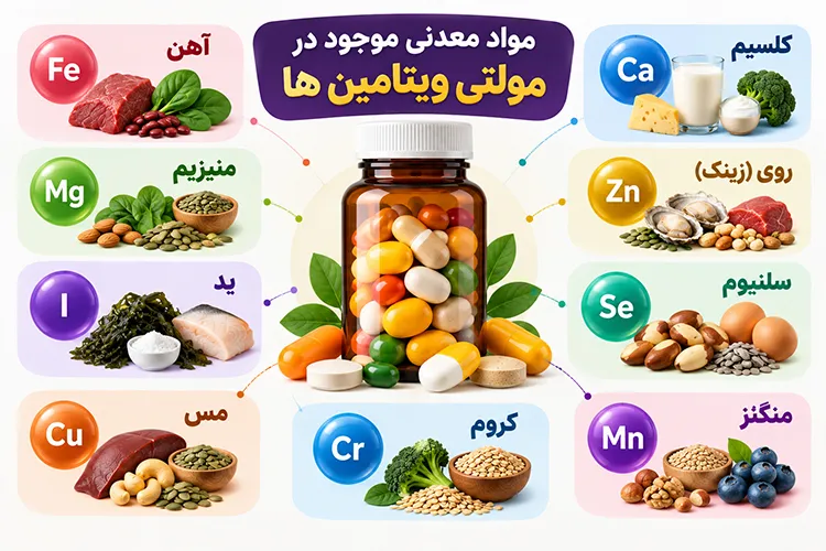 مواد معدنی موجود در مولتی ویتامین ها